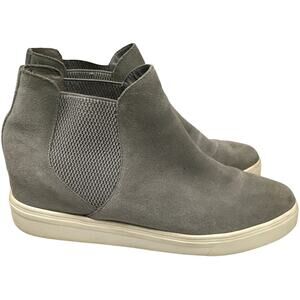 Steve Madden Sultan Shoes Chelsea Wedge Sneakers Grey Leather Slip On Women's 10